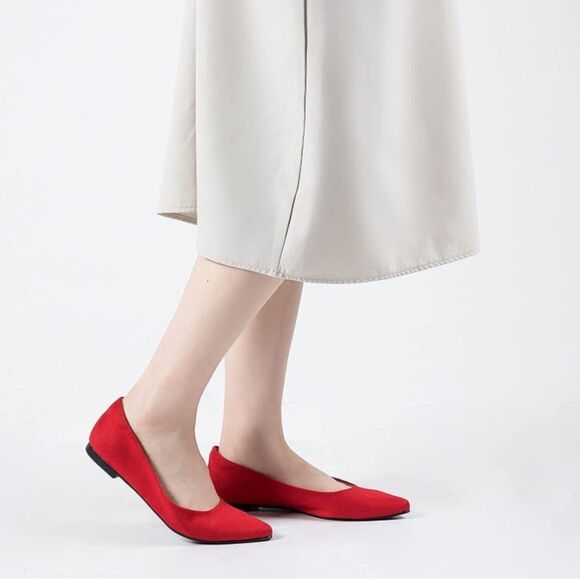 NWOB PENNYSUE  Pointed Toe Ballet Flats Casual Soft Slip On Classic Shoes Red - Picture 6 of 9